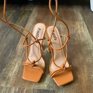 Miss Lola square toe lace up heels
